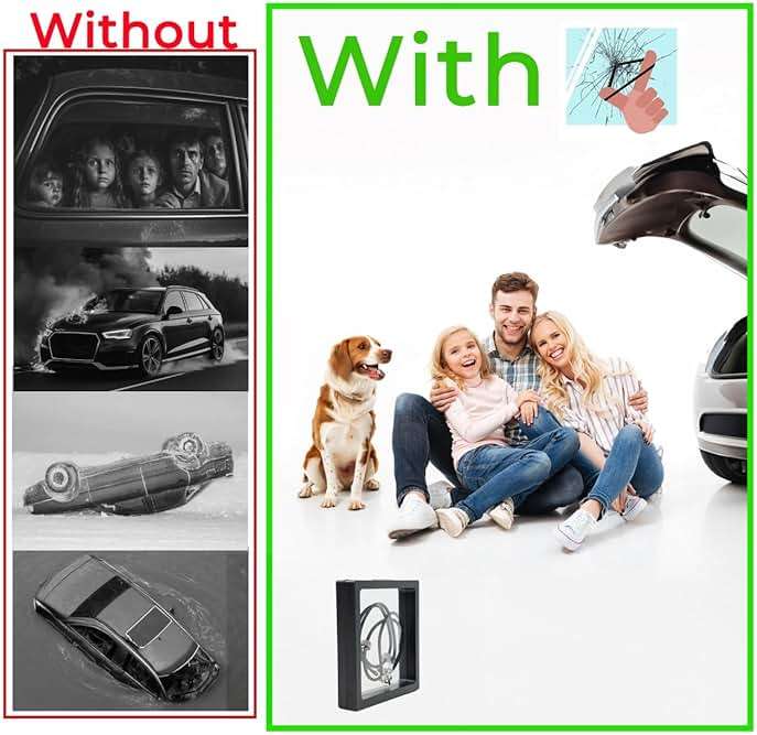 2X Pcs Bracelet Car Window Breaker Tactical Wrist Strap Escape Glass EDC Self Defense Emergency Tool Tempered Safety Tungsten Carbide Bead Handcuffs Handcuff Key pens Accessories. - Image 5