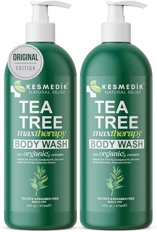 KESMEDIK Tea Tree Body Wash MaxTherapy, Itchy Skin Relief Soap, Soothes Jock Itch, Athlete's Foot, Acne, Eczema, Psoriasis & Sensitive Skin, Intimate Wash, Men & Women, 2-Pack, Original Edition - Image 1