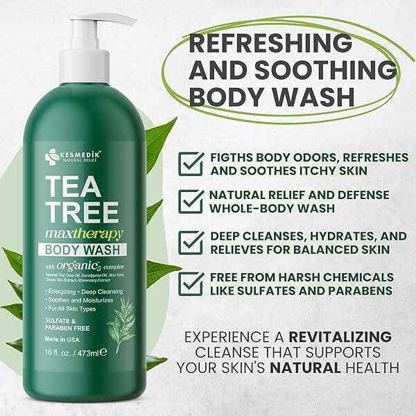 KESMEDIK Tea Tree Body Wash MaxTherapy, Itchy Skin Relief Soap, Soothes Jock Itch, Athlete's Foot, Acne, Eczema, Psoriasis & Sensitive Skin, Intimate Wash, Men & Women, 2-Pack, Original Edition - Image 2