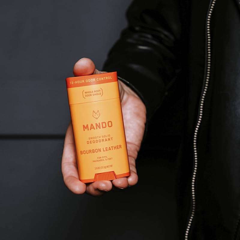 Mando Smooth Solid Stick (2.6 Ounce) + Acidified Body Wash (8.5 Ounce) - Clinically Proven to Block Odor All Day - Whole Body Safe For Pits, Packages + Feet (Bourbon Leather) - Image 6