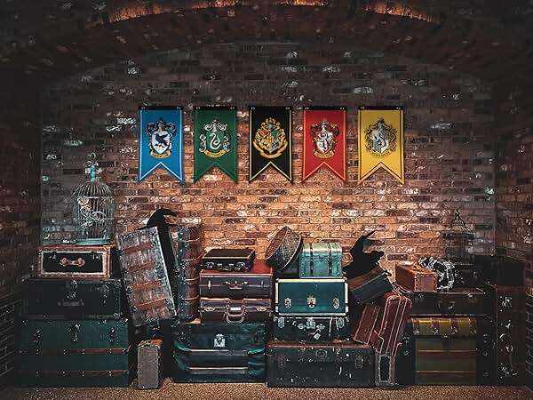 Conquest Journals Harry Potter Wizarding House Banner Flag Set, 12'' x 20'' Polyester Flags, Set of 5 Includes Hogwarts Crest, Gryffindor, Slytherin, Ravenclaw & Hufflepuff Banners, Birthday Party - Image 2