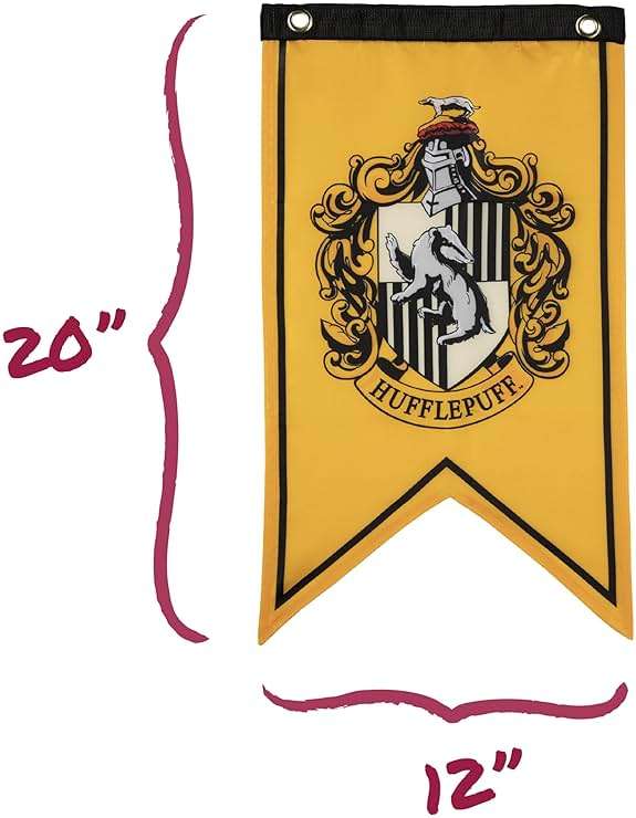Conquest Journals Harry Potter Wizarding House Banner Flag Set, 12'' x 20'' Polyester Flags, Set of 5 Includes Hogwarts Crest, Gryffindor, Slytherin, Ravenclaw & Hufflepuff Banners, Birthday Party - Image 7