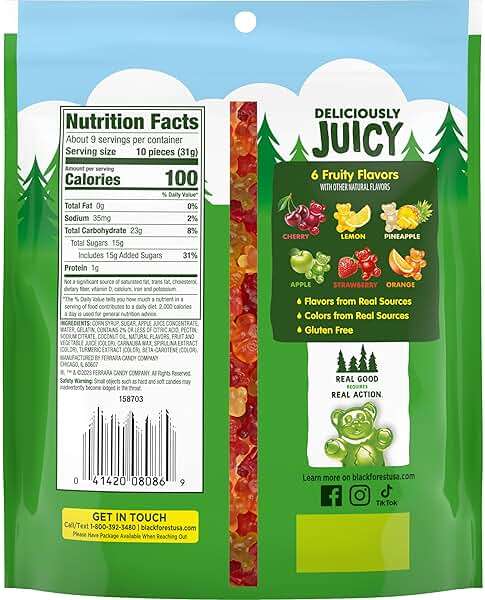 Black Forest Gummy, Bears, Fruit Flavor, Deliciously Juicy, Made with Real Fruit Juice, 10 oz - Image 9