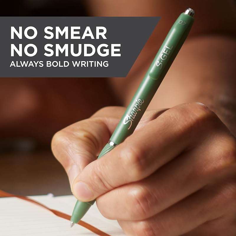 Sharpie S-Gel Gel Pens, Green Barrel, Black Ink, Medium Point (0.7mm), 4 Count - For Home, Office, College, Journaling, Drawing, Note-Taking, Writing - Image 2