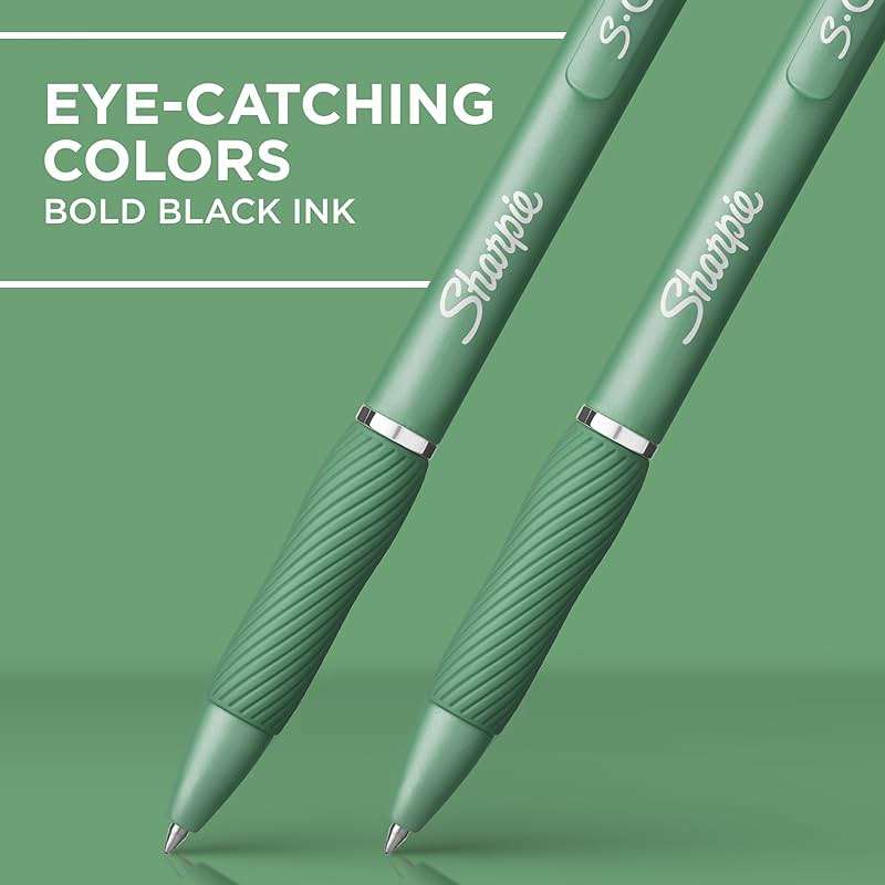 Sharpie S-Gel Gel Pens, Green Barrel, Black Ink, Medium Point (0.7mm), 4 Count - For Home, Office, College, Journaling, Drawing, Note-Taking, Writing - Image 3