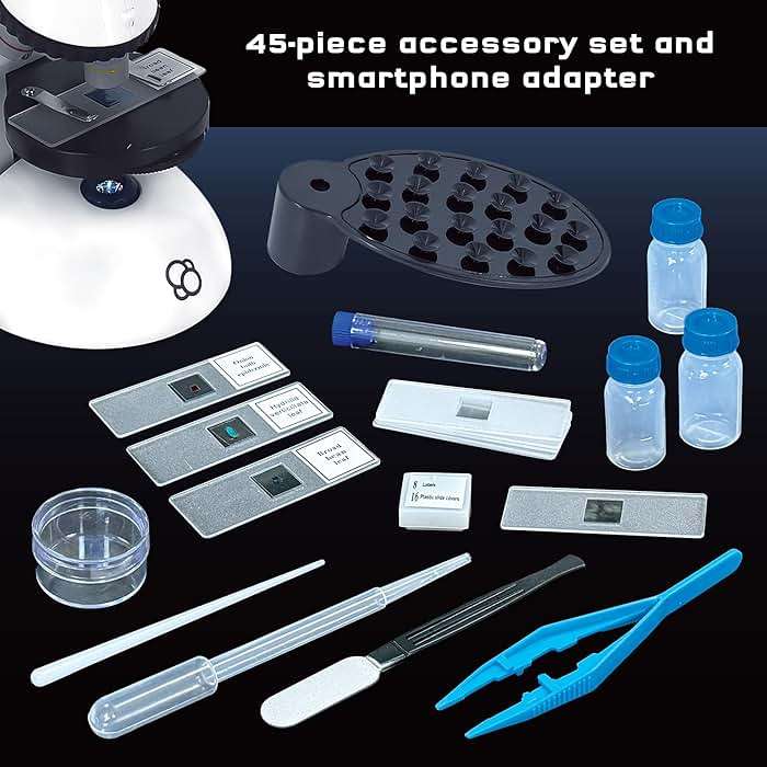 The Thames & Kosmos Microscope Essential STEM Tool with Smartphone Adapter to Capture & View Microscopic Images, Entry-Level Student Science Device, 60x to 600x Magnification & 45 Accessories - Image 4