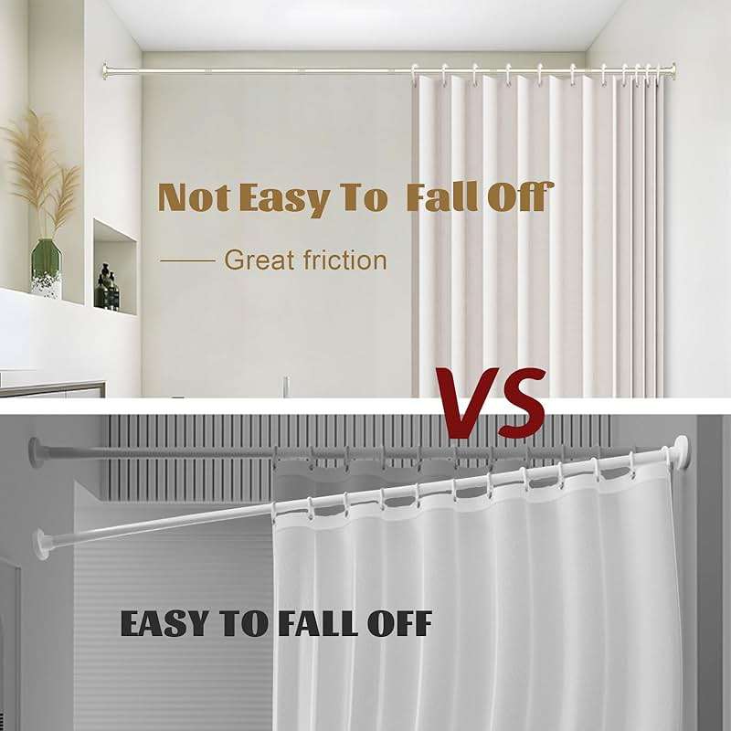 GXOACKJ Brushed Nickel Shower Curtain Rods - 31-80 Inch Spring Tension Shower Rods for Bathroom, Adjustable, No Drilling, No Rust, Stainless Steel - Image 5