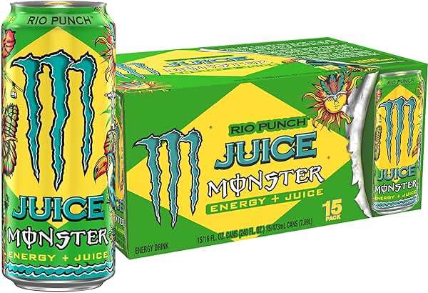 Monster Energy Juice Rio Punch, Energy Drink, 16 Ounce | Energy + Juice, Pack of 15 - Image 1