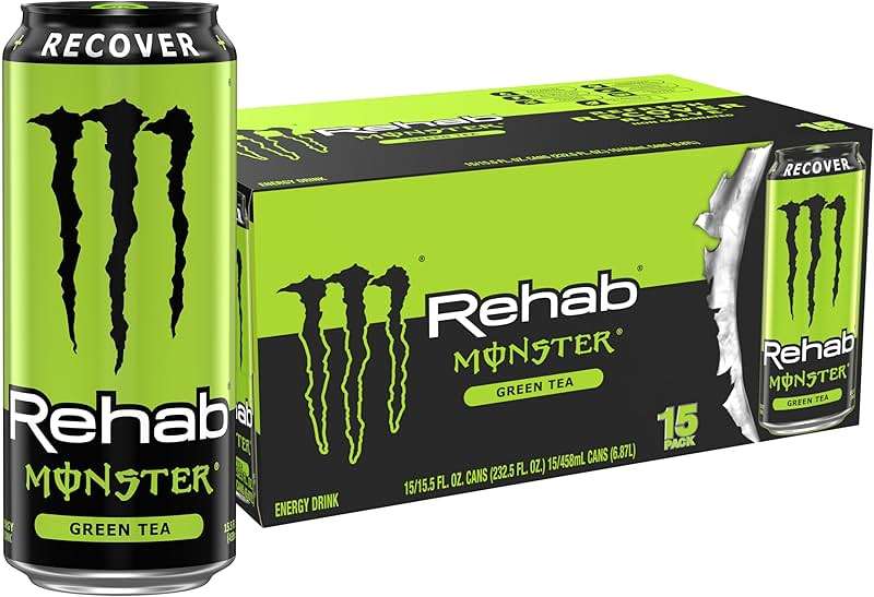 Monster Energy Rehab Green Tea + Energy, Energy Drink 15.5 Ounce | Energy Iced Tea, Pack of 15 - Image 1