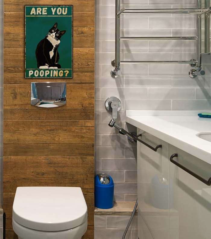 Fmcmly Vintage Tuxedo Cat Decor 8x12 Inch,Are You Pooping?Cute Room Decor Metal Posters,Bathroom Wall Art Signs,Gift for Cat Lovers - Image 5
