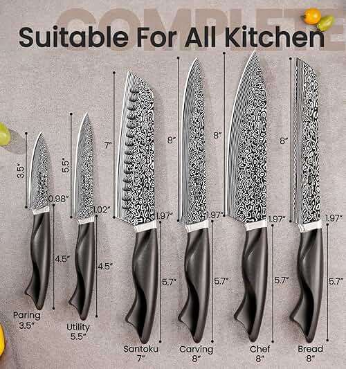 Knife Set, 15 Pieces Kitchen Knife Set with Built in Sharpener, High Carbon German Stainless Steel Knife Block Set, Dishwasher Safe, Fathers Day Gift for Men - Image 3