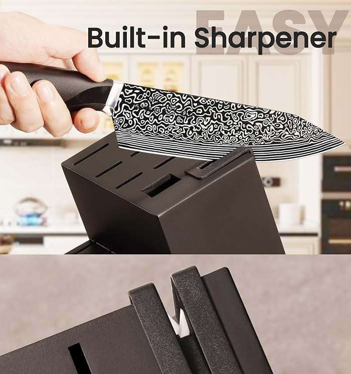 Knife Set, 15 Pieces Kitchen Knife Set with Built in Sharpener, High Carbon German Stainless Steel Knife Block Set, Dishwasher Safe, Fathers Day Gift for Men - Image 5