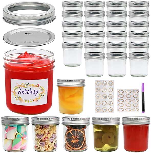 Datttcc Mason Jars Herb Canister, 6 OZ Glass Mason Jar with Regular Lids and Metal Divider, Rustic Country Style Storage Container for Bathroom, Kitchen, Living Room, Office,Set of 30 - Image 1
