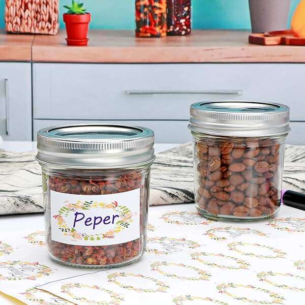 Datttcc Mason Jars Herb Canister, 6 OZ Glass Mason Jar with Regular Lids and Metal Divider, Rustic Country Style Storage Container for Bathroom, Kitchen, Living Room, Office,Set of 30 - Image 2