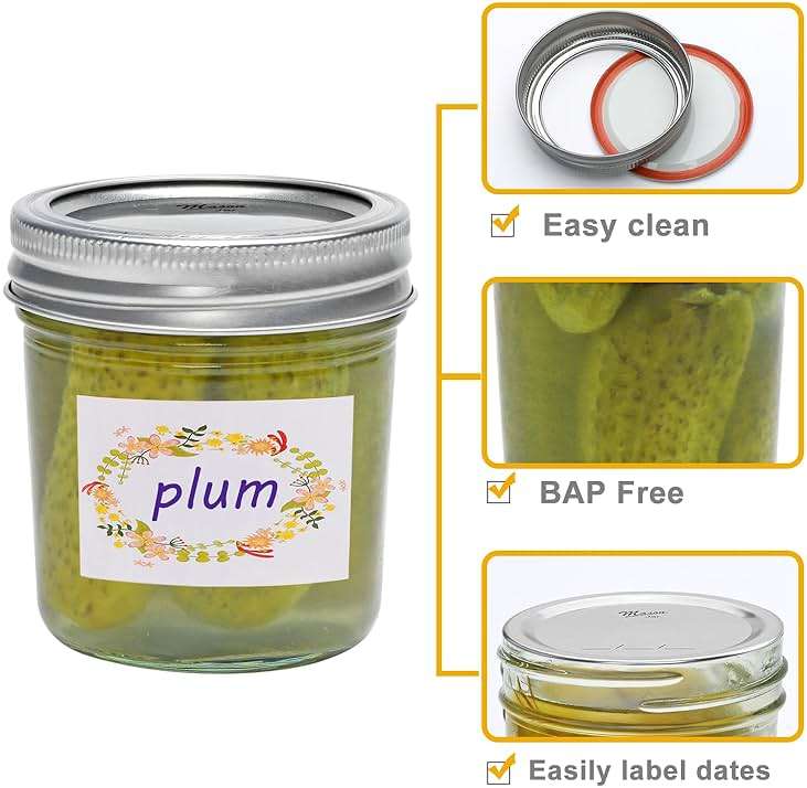 Datttcc Mason Jars Herb Canister, 6 OZ Glass Mason Jar with Regular Lids and Metal Divider, Rustic Country Style Storage Container for Bathroom, Kitchen, Living Room, Office,Set of 30 - Image 4