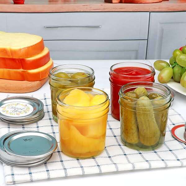 Datttcc Mason Jars Herb Canister, 6 OZ Glass Mason Jar with Regular Lids and Metal Divider, Rustic Country Style Storage Container for Bathroom, Kitchen, Living Room, Office,Set of 30 - Image 8