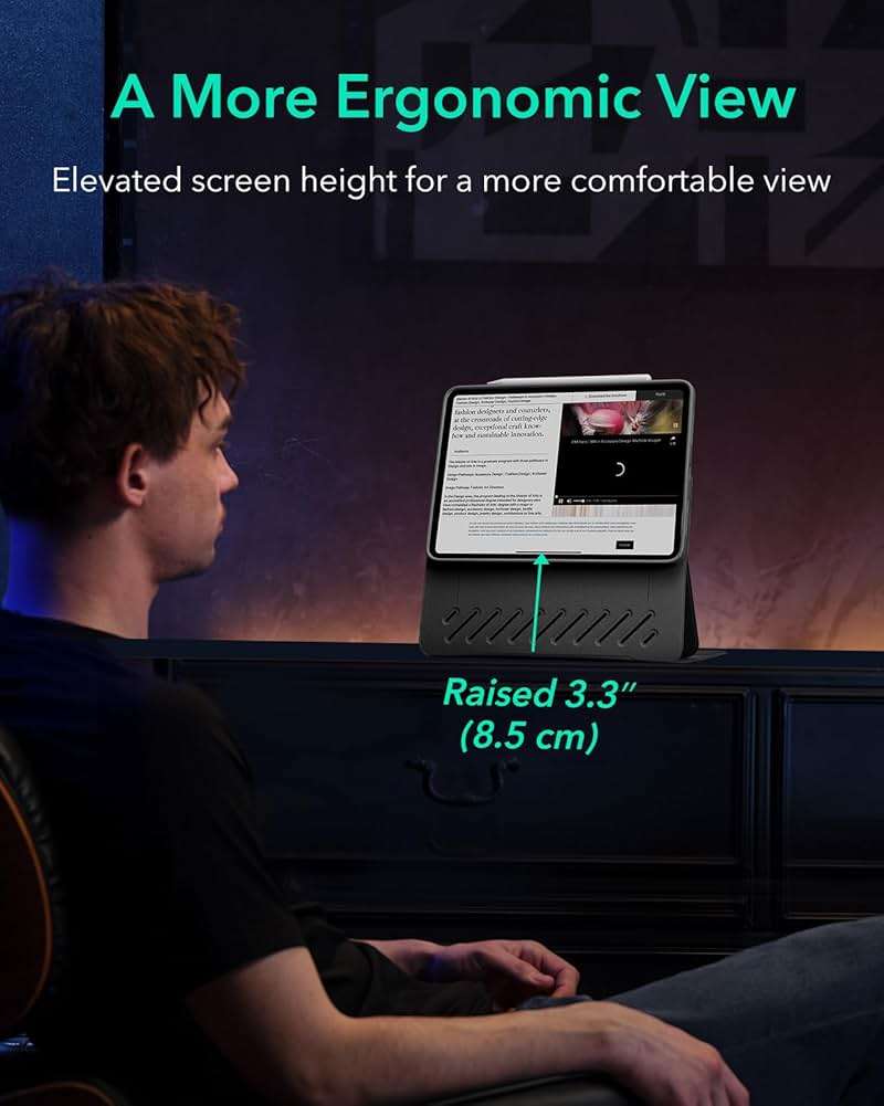 ESR for iPad Air 13 Inch Case M4/M3/M2 (2026/2025/2024), Removable Magnetic Cover with Pencil Charging & Storage, Adjustable Portrait/Landscape Stand, 9 Standing Angles, Shift Series, Black - Image 5