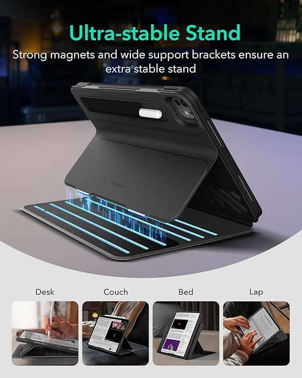 ESR for iPad Pro 13 Inch Case (M5/M4) 2025/2024, Removable Magnetic Cover with Pencil Charging & Storage, Adjustable Portrait/Landscape Stand, 9 Standing Angles, Shift Series, Black - Image 4