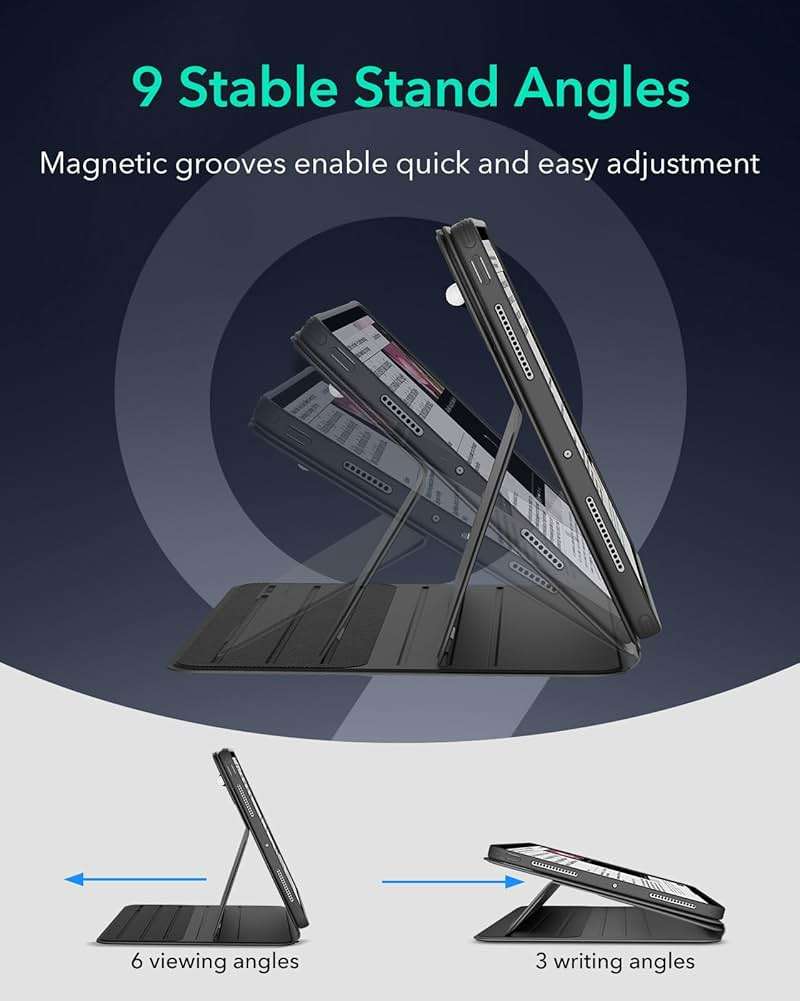 ESR for iPad Pro 13 Inch Case (M5/M4) 2025/2024, Removable Magnetic Cover with Pencil Charging & Storage, Adjustable Portrait/Landscape Stand, 9 Standing Angles, Shift Series, Black - Image 8