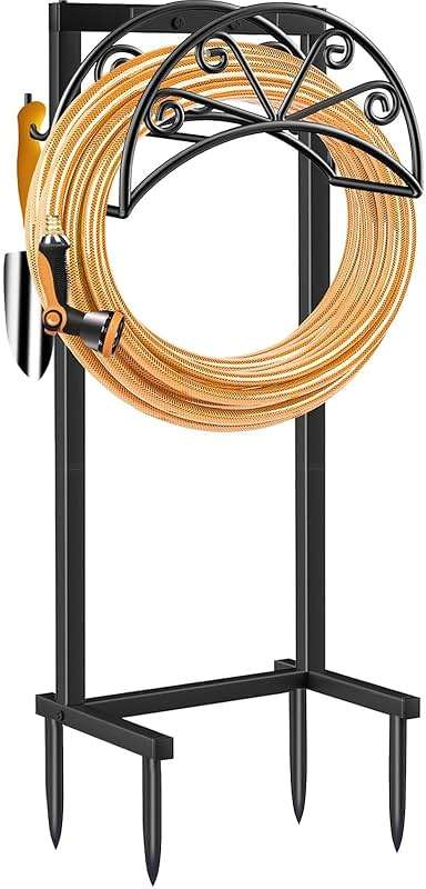 TomCare Garden Hose Holder Heavy Duty Water Hose Holder Holds 160 FT Hoses 4 Spikes Hose Reel Freestanding Hose Hanger Sturdy Hose Storage Stand for Outside Yard Lawn - Image 1
