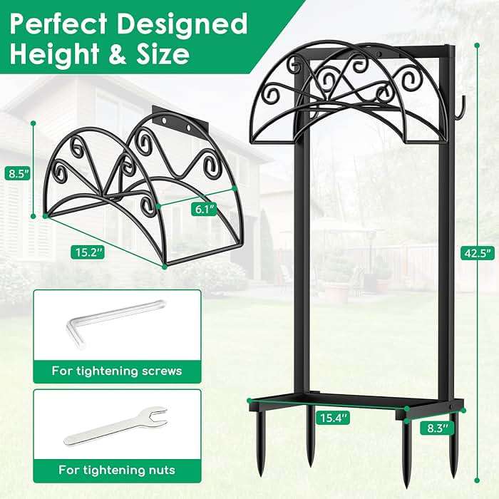 TomCare Garden Hose Holder Heavy Duty Water Hose Holder Holds 160 FT Hoses 4 Spikes Hose Reel Freestanding Hose Hanger Sturdy Hose Storage Stand for Outside Yard Lawn - Image 2