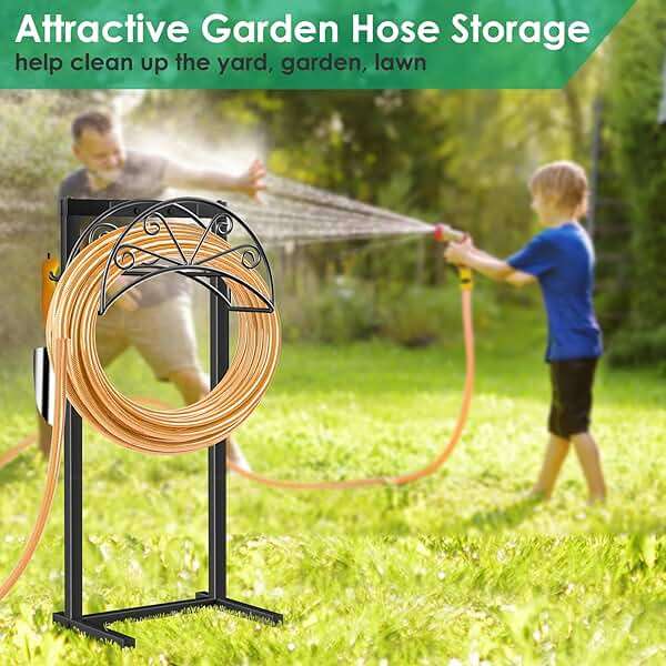 TomCare Garden Hose Holder Heavy Duty Water Hose Holder Holds 160 FT Hoses 4 Spikes Hose Reel Freestanding Hose Hanger Sturdy Hose Storage Stand for Outside Yard Lawn - Image 7