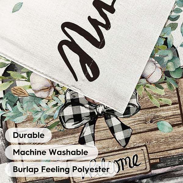 AVOIN colorlife Welcome Spring Truck Garden Flag 12x18 Inch Double Sided, Cotton Rustic Buffalo Plaid Yard Outdoor Flag - Image 7