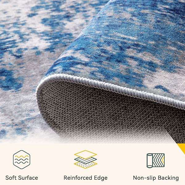 RELEANY Washable Area Rugs 5'x7' Non-Slip Modern Abstract Soft for Living Room Entryway Bedroom Kitchen, Print Pattern, Blue Grey Navy Gray - Image 4