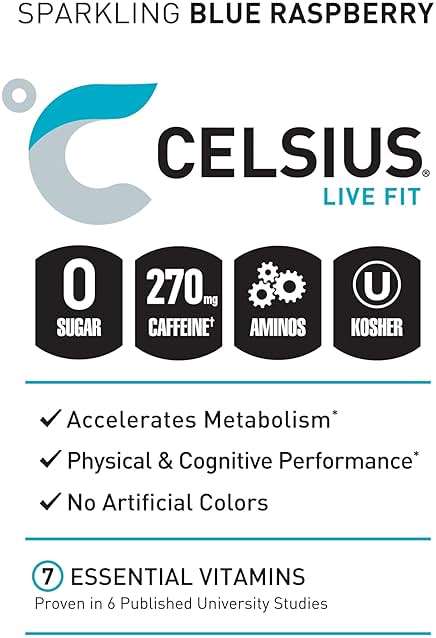 CELSIUS ESSENTIALS™ Sparkling Blue Crush, Sugar Free Performance Energy Drink, 16 Fl Oz (Pack of 12) - Image 4