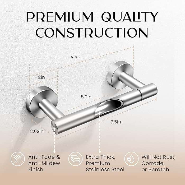 Day Moon™ - Toilet Paper Holder - Modern Roll Holder for Bathroom - 1 Pack - Wall Mount - Classic, Brushed Nickel - Image 2