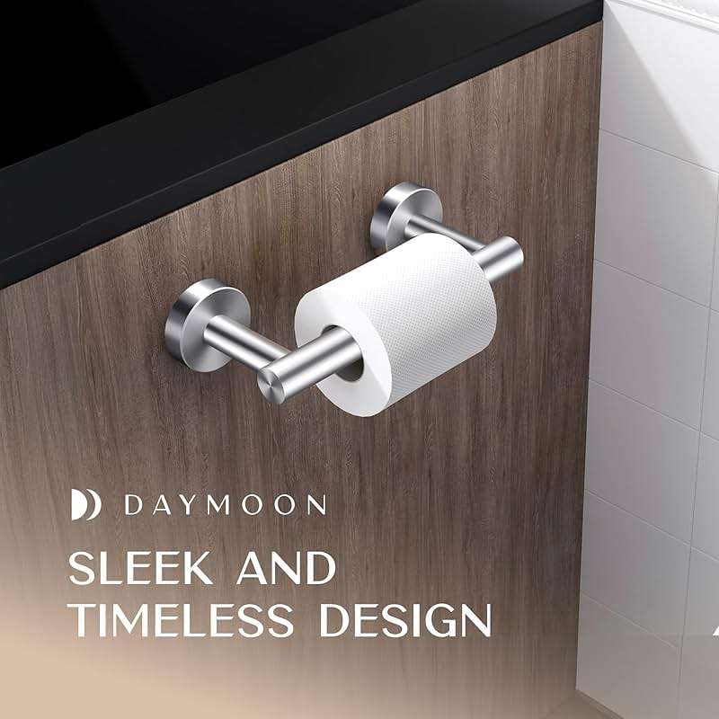 Day Moon™ - Toilet Paper Holder - Modern Roll Holder for Bathroom - 1 Pack - Wall Mount - Classic, Brushed Nickel - Image 3