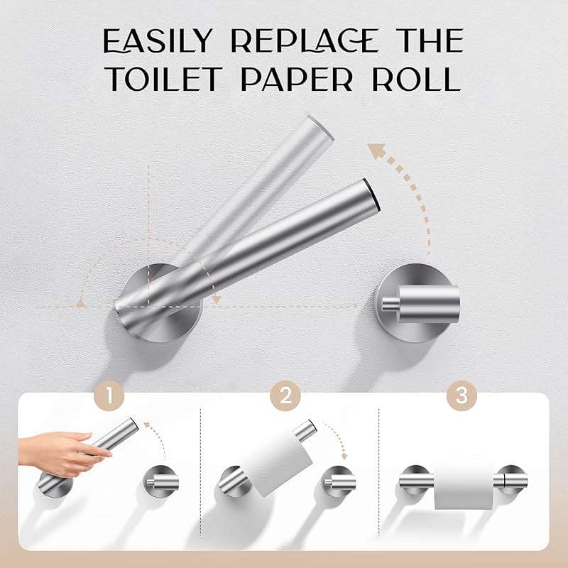 Day Moon™ - Toilet Paper Holder - Modern Roll Holder for Bathroom - 1 Pack - Wall Mount - Classic, Brushed Nickel - Image 4