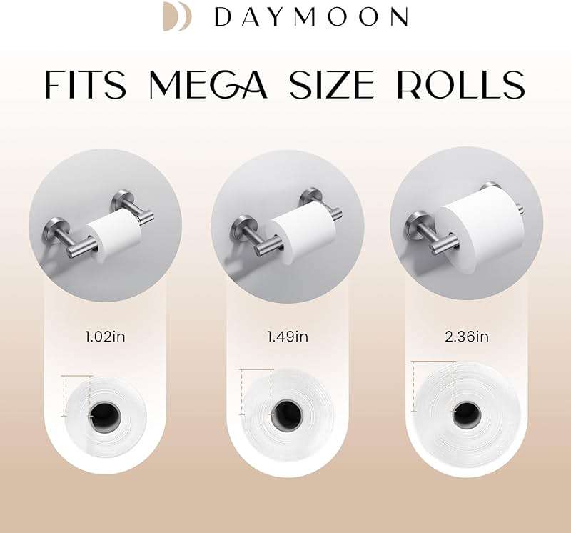 Day Moon™ - Toilet Paper Holder - Modern Roll Holder for Bathroom - 1 Pack - Wall Mount - Classic, Brushed Nickel - Image 6