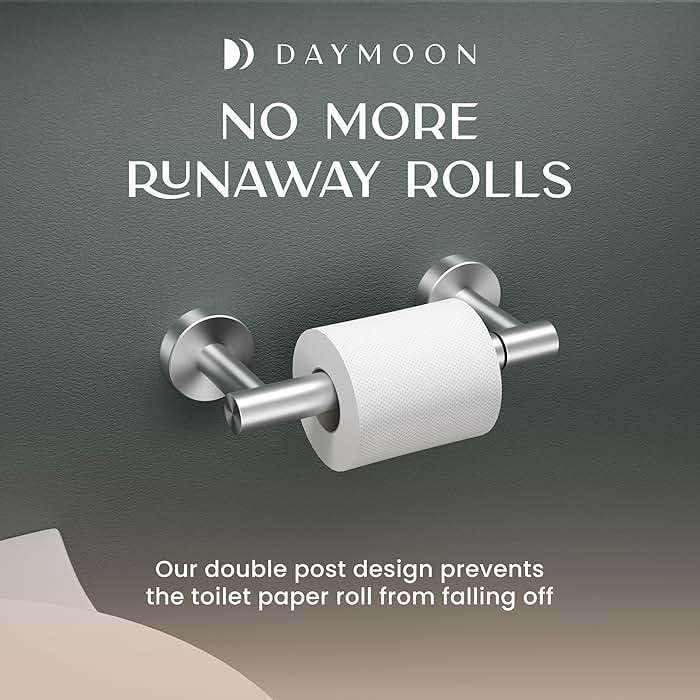 Day Moon™ - Toilet Paper Holder - Modern Roll Holder for Bathroom - 1 Pack - Wall Mount - Classic, Brushed Nickel - Image 7