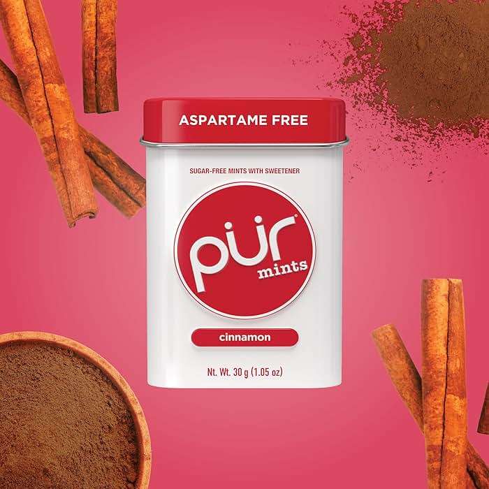 PUR Mints | Aspartame Free | Made with Xylitol | Sugar Free, Vegan, Gluten Free & Keto Friendly | Natural Cinnamon Flavored Mints, 30 Pieces (Pack of 2) - Image 3