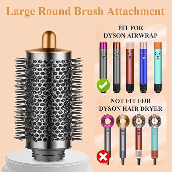 YTCHYYSK Large Round Volumizing Brush for Dyson Airwrap Attachments, Nickel/Copper, Bigger Oval Volumizer for Fluffy Styling - Image 2