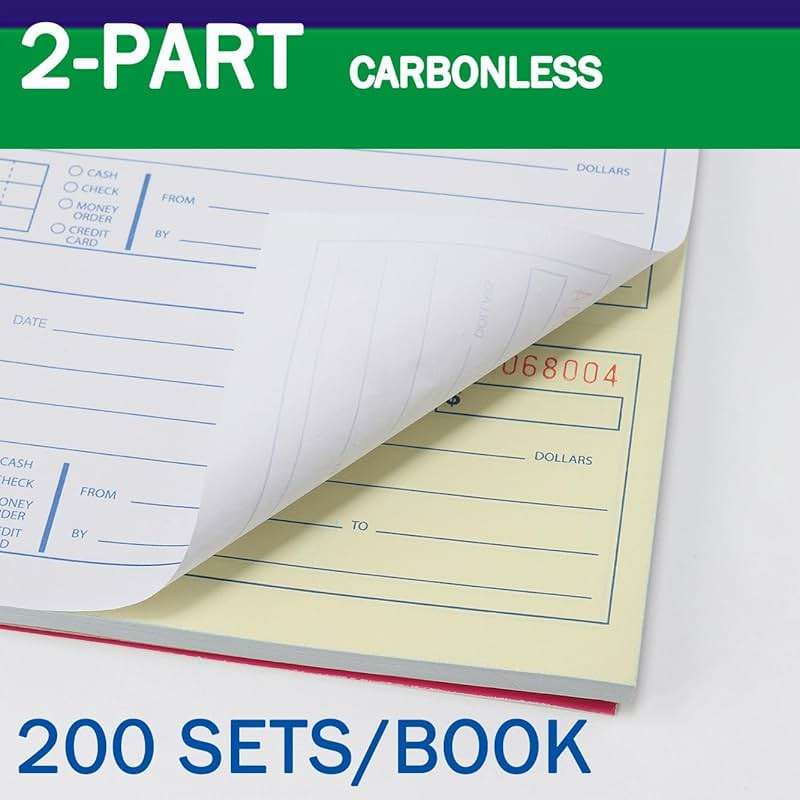 Money and Rent Receipt Book 2-Part Carbonless 7-5/8" x 11" Spiral Bound 200 Sets per Book 4 Receipts per Page(1pack) - Image 2