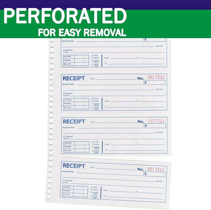 Money and Rent Receipt Book 2-Part Carbonless 7-5/8" x 11" Spiral Bound 200 Sets per Book 4 Receipts per Page(1pack) - Image 5