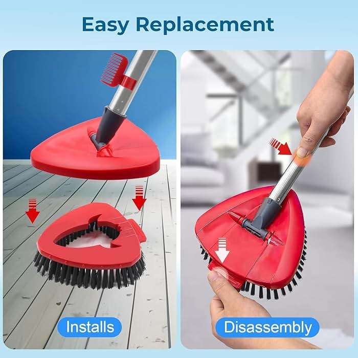 Spin Mop Replace Head for EasyWring 1 Tank,Upgraded Scrub Brush Replacement Head Compatible with Ocedar, 4 Microfiber Refills, 1 Handle, 1 Base and 1 Cleaning Brush Combo Set - Image 4