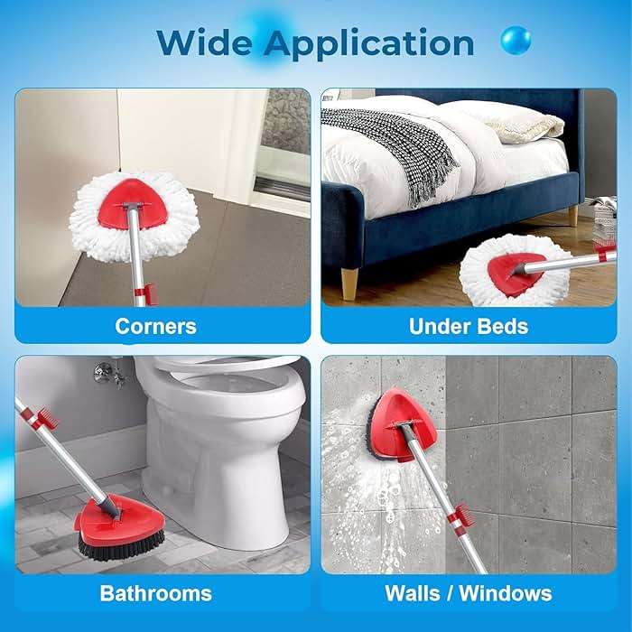 Spin Mop Replace Head for EasyWring 1 Tank,Upgraded Scrub Brush Replacement Head Compatible with Ocedar, 4 Microfiber Refills, 1 Handle, 1 Base and 1 Cleaning Brush Combo Set - Image 7