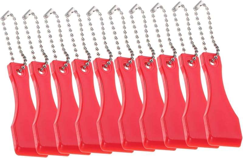 10Pcs Red Lottery Ticket Scraper Lottery Ticket Scratcher Sticker Label Remover Plastic Small Scraper Shovel Shape Lottery Scratcher Lottery Scraper with Keychain, Health and Household - Image 1