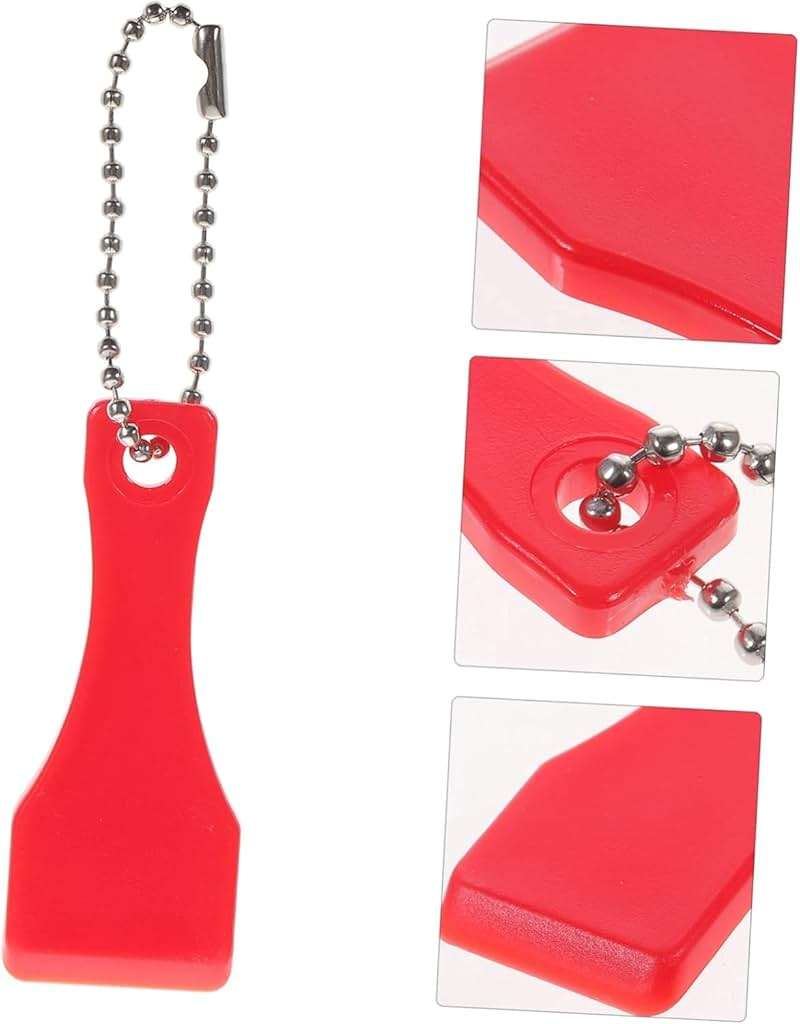 10Pcs Red Lottery Ticket Scraper Lottery Ticket Scratcher Sticker Label Remover Plastic Small Scraper Shovel Shape Lottery Scratcher Lottery Scraper with Keychain, Health and Household - Image 2