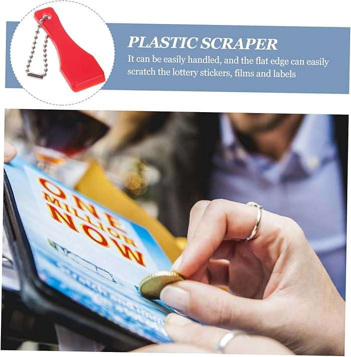 10Pcs Red Lottery Ticket Scraper Lottery Ticket Scratcher Sticker Label Remover Plastic Small Scraper Shovel Shape Lottery Scratcher Lottery Scraper with Keychain, Health and Household - Image 3