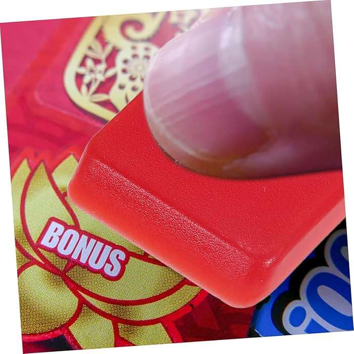 10Pcs Red Lottery Ticket Scraper Lottery Ticket Scratcher Sticker Label Remover Plastic Small Scraper Shovel Shape Lottery Scratcher Lottery Scraper with Keychain, Health and Household - Image 5