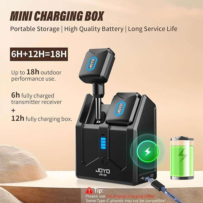 JOYO Wireless Guitar System 5.8GHz Wireless Guitar Transmitter Receiver with Charging Box 4 Signal Channel for Guitarist Bass Electric Instruments (JW-06) - Image 4