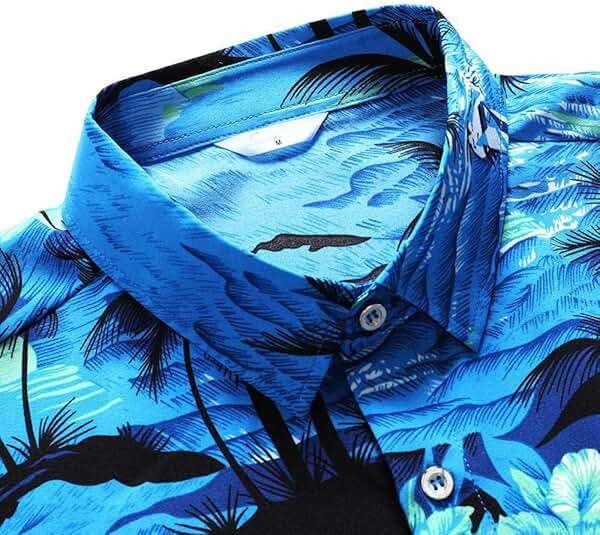 Men's Hawaiian Shirt Funky Blue Beach Printed Tropical Beach Shirt Casual Button Down Short Sleeve Floral Shirts Tops - Image 4