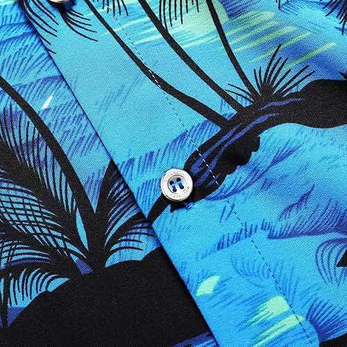 Men's Hawaiian Shirt Funky Blue Beach Printed Tropical Beach Shirt Casual Button Down Short Sleeve Floral Shirts Tops - Image 5