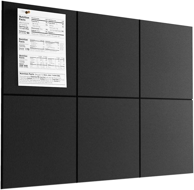 MaxGear Large Felt Bulletin Board 36" x 24", Cork Board Alternative, 6 Pack Black Felt Wall Tiles with Push Pins, Cork Boards for Walls Pin Board for Office & HomePanels - Image 1