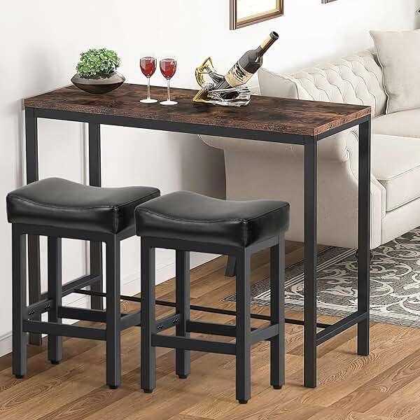 Raynesys Counter Height Bar Stools Set of 2, 24 Inch Barstools for Kitchen Island Counter, Bonded Leather Kitchen Stools with Thick Saddle Seats & Heavy Duty Metal Base, Easy Assembly, All Black - Image 7