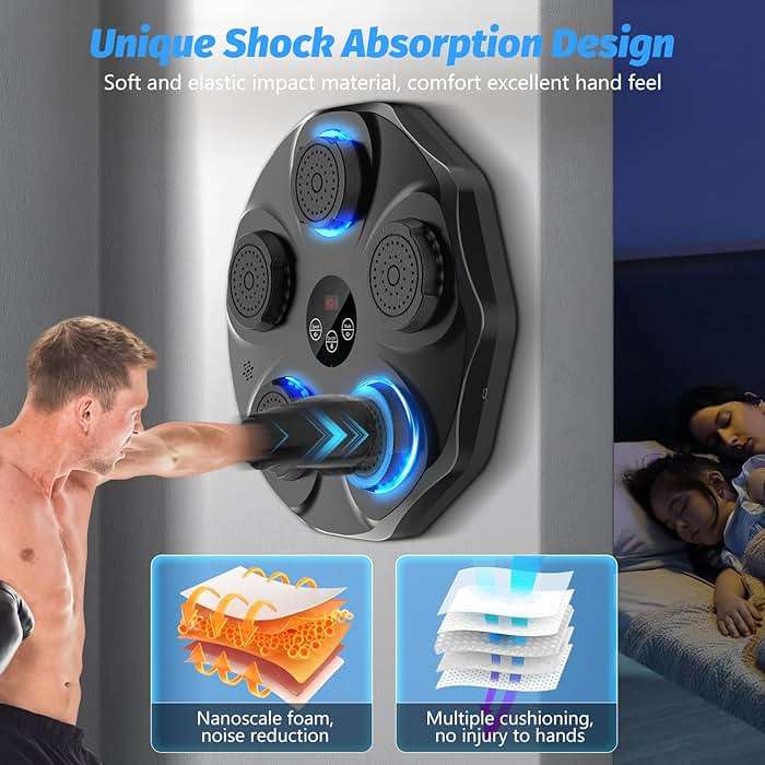 TGLLM Music Boxing Machine, Interactive Punching Trainer with Boxing Gloves, Large Size Wall Mounted Electronic Boxing Target for Adult Kids, 9 Modes & 9 Speeds - Image 5